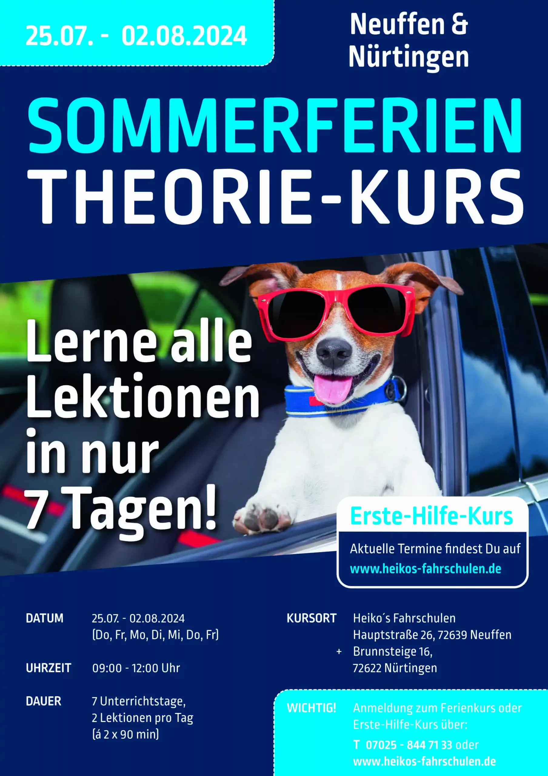 sommerferienkurs neuffen 2024-theorie kurs-heikos fahrschule-Sommerferienkurs Nürtingen Filiale